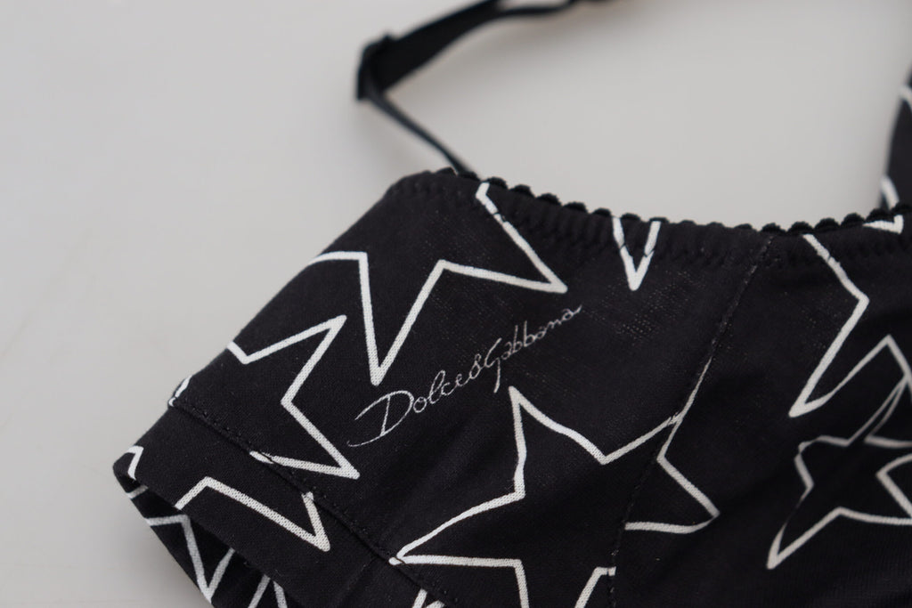 Dolce & Gabbana Black Millennials Star Non Wire Cotton Bra Underwear - Eljoys Fashion 