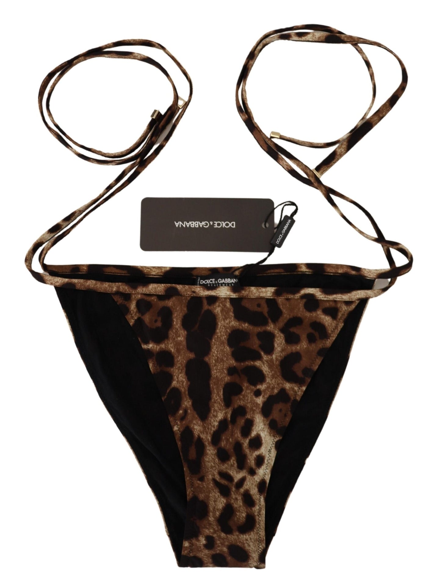Dolce & Gabbana Brown Leopard Print Swimsuit Swimwear Bikini Bottom Dolce & Gabbana