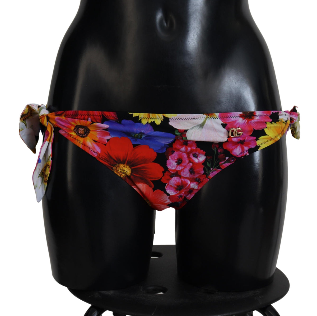 Dolce & Gabbana Black Floral Print Swimsuit Bikini Bottom Swimwear - Eljoys Fashion 