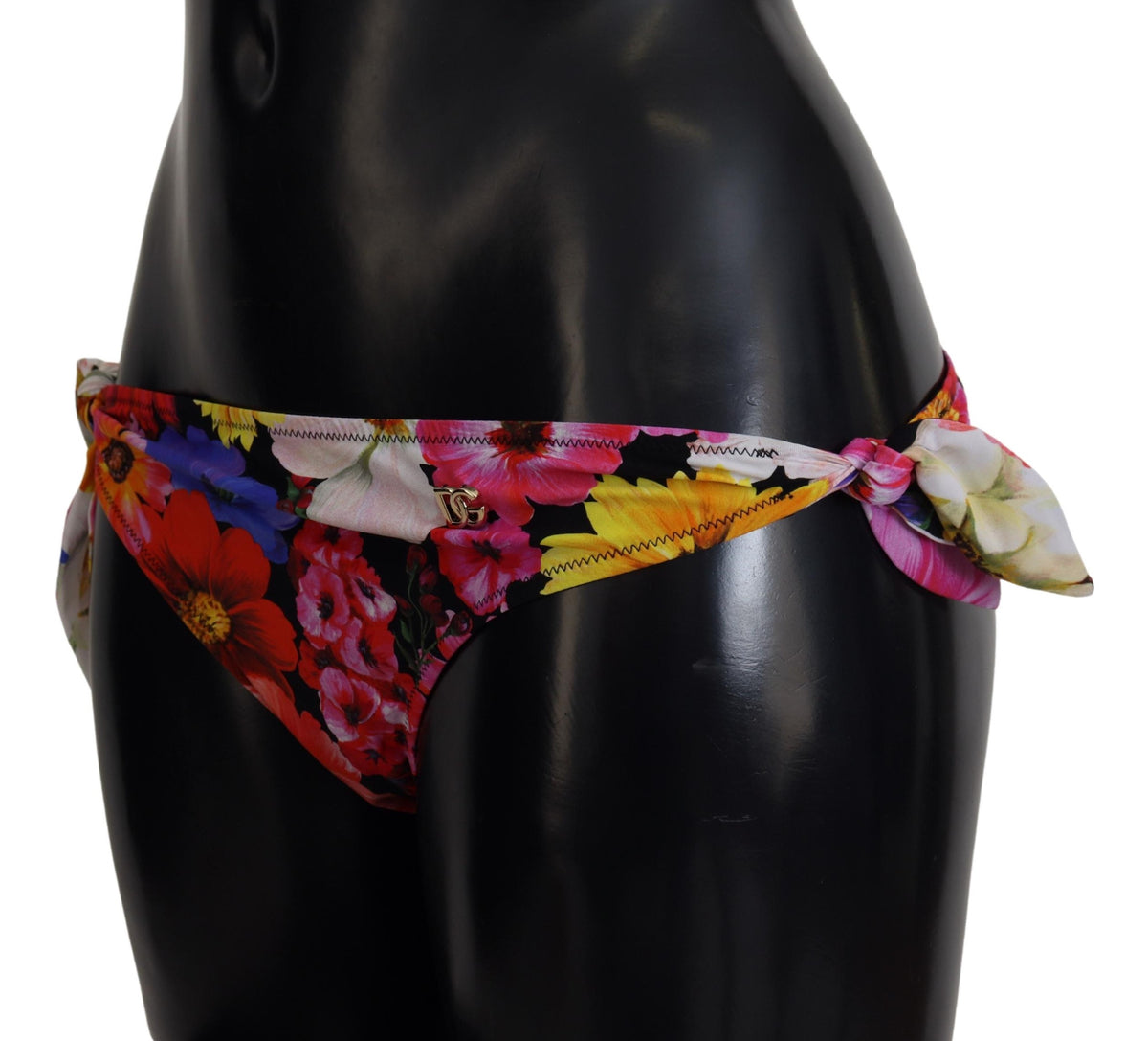 Dolce & Gabbana Black Floral Print Swimsuit Bikini Bottom Swimwear - Eljoys Fashion 