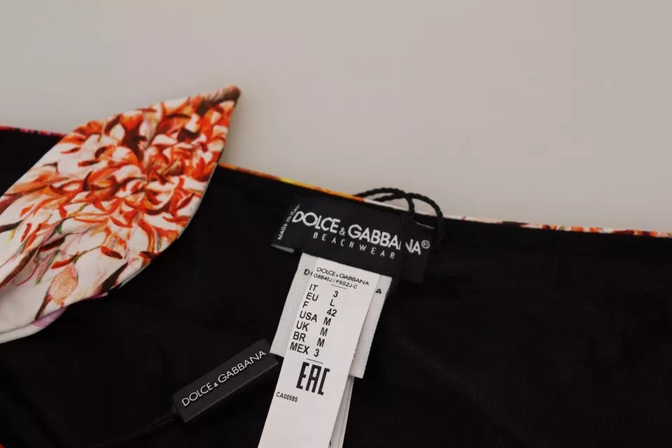 Dolce & Gabbana Black Floral Print Swimsuit Bikini Bottom Swimwear Dolce & Gabbana