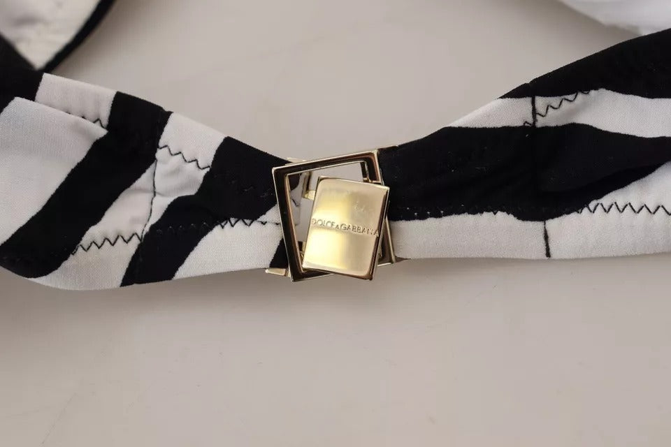 Dolce & Gabbana Black White Zebra Bandeau Swimwear Bikini Top Dolce & Gabbana