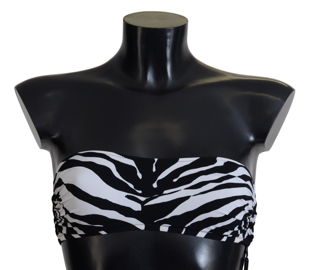 Dolce & Gabbana Black White Zebra Bandeau Swimwear Bikini Top - Eljoys Fashion 