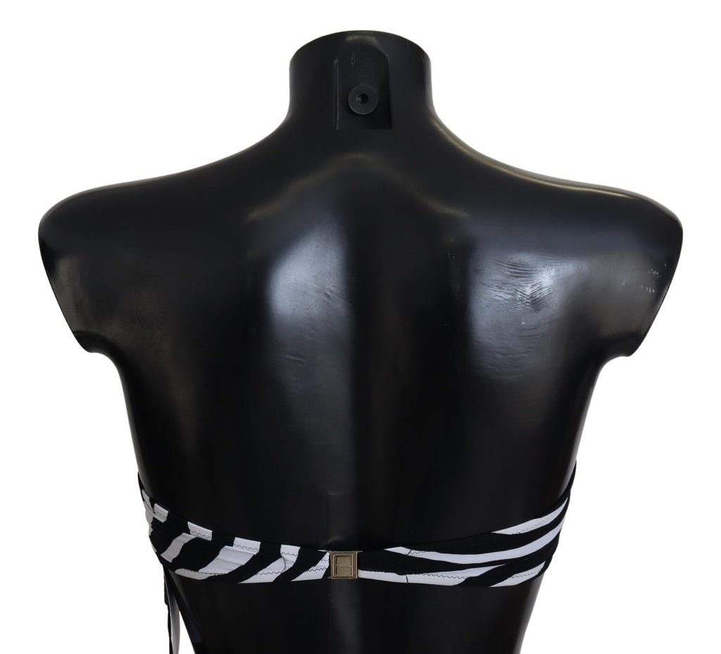 Dolce & Gabbana Black White Zebra Bandeau Swimwear Bikini Top - Eljoys Fashion 