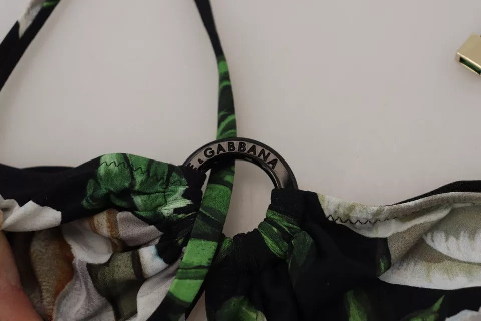 Dolce & Gabbana Black Floral Halter Beachwear Swimwear Bikini Top Dolce & Gabbana