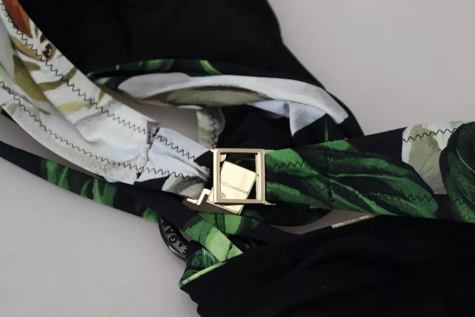 Dolce & Gabbana Black Floral Halter Beachwear Swimwear Bikini Top Dolce & Gabbana