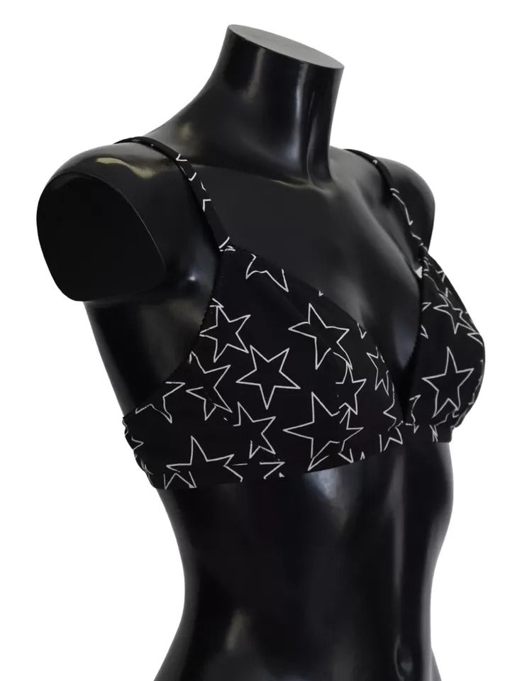 Dolce & Gabbana Black Millennials Star Non Wire Cotton Bra Underwear - Eljoys Fashion 