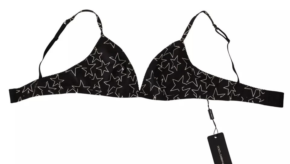 Dolce & Gabbana Black Millennials Star Non Wire Cotton Bra Underwear - Eljoys Fashion 