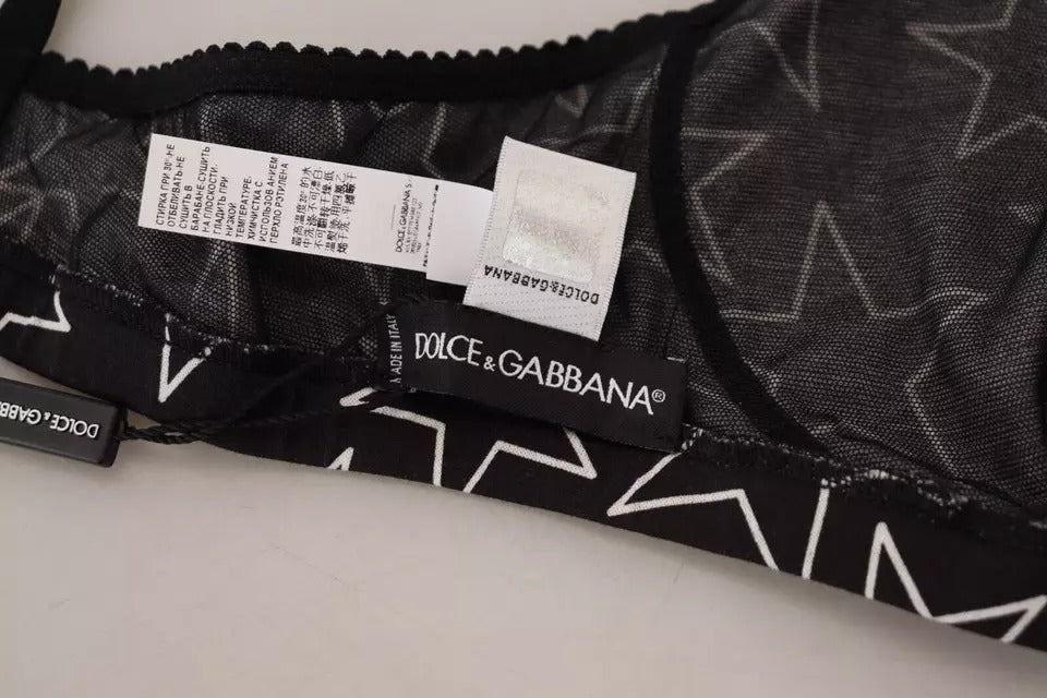 Dolce & Gabbana Black Millennials Star Non Wire Cotton Bra Underwear - Eljoys Fashion 