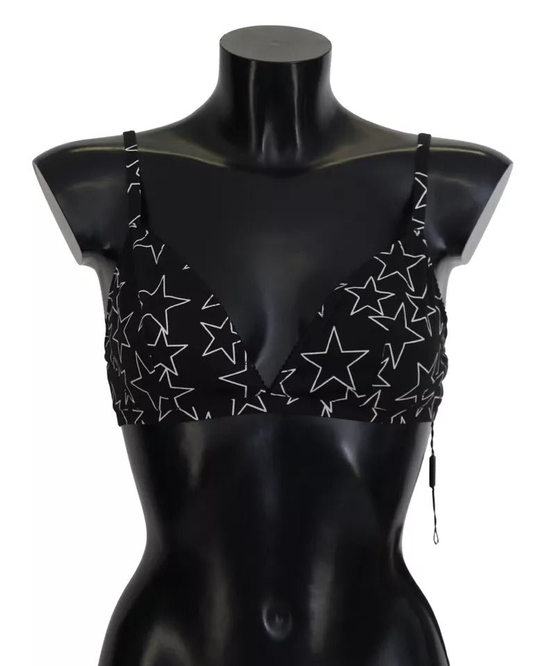 Dolce & Gabbana Black Millennials Star Non Wire Cotton Bra Underwear - Eljoys Fashion 