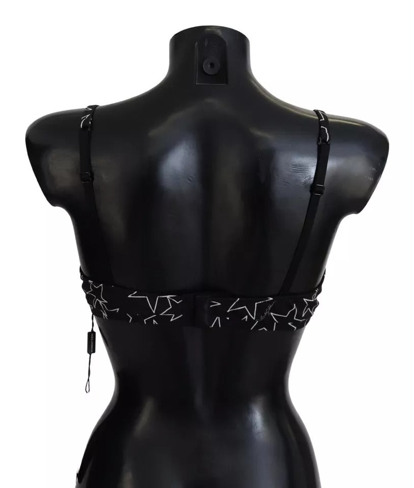 Dolce & Gabbana Black Millennials Star Non Wire Cotton Bra Underwear - Eljoys Fashion 