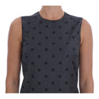 Dolce & Gabbana Gray Polka Dotted Sheath Wool Dress
