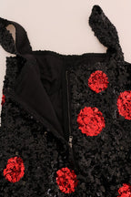 Dolce & Gabbana Black Red Polka Sequined Shift Dress - Eljoys Fashion 