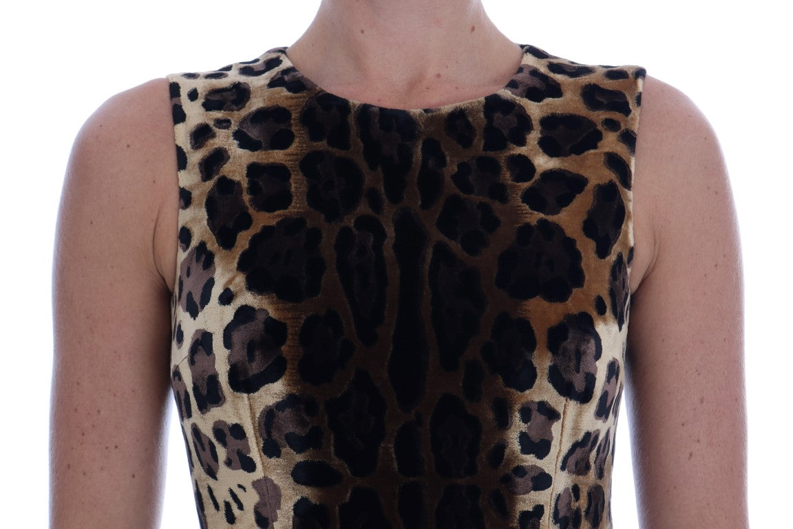 Dolce & Gabbana Brown Leopard Print Silk Sheath Dress Dolce & Gabbana