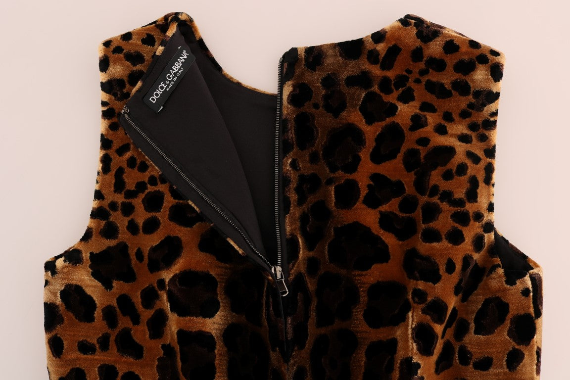 Dolce & Gabbana Brown Leopard Print Silk Sheath Dress Dolce & Gabbana