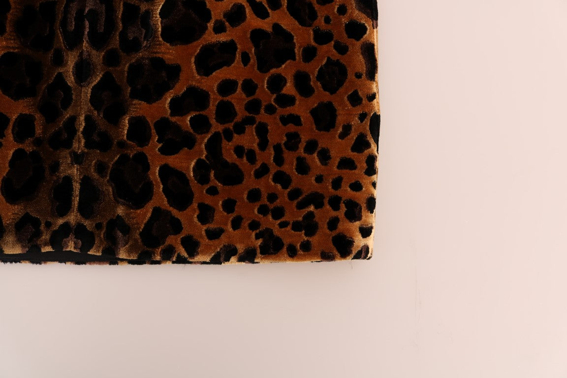 Dolce & Gabbana Brown Leopard Print Silk Sheath Dress Dolce & Gabbana