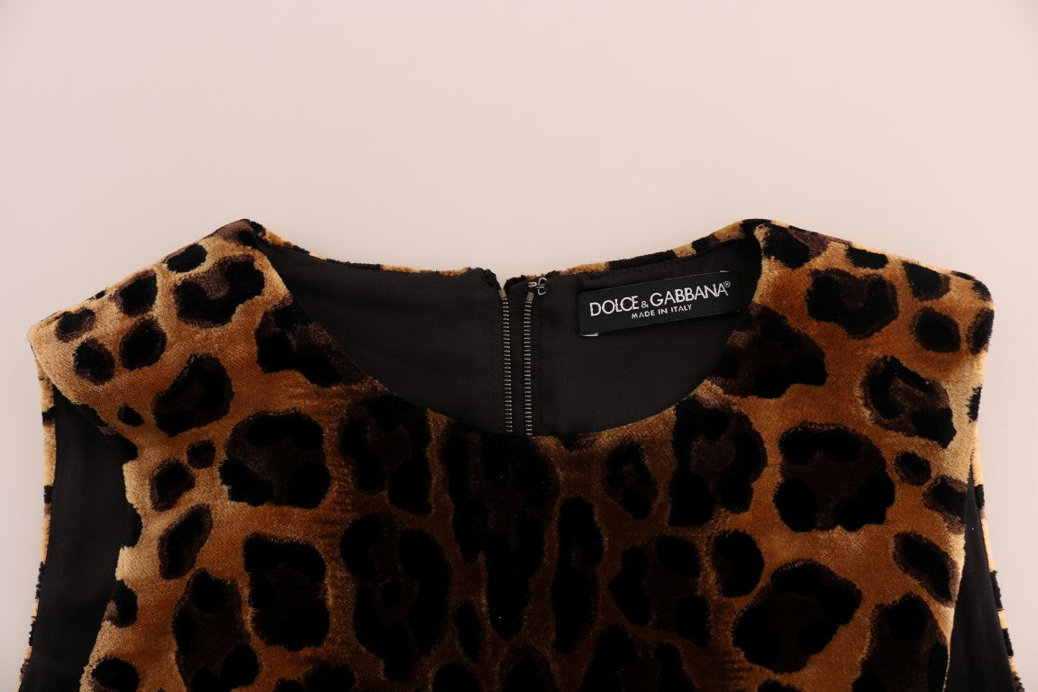 Dolce & Gabbana Brown Leopard Print Silk Sheath Dress Dolce & Gabbana