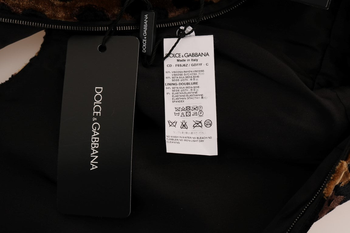 Dolce & Gabbana Brown Leopard Print Silk Sheath Dress Dolce & Gabbana