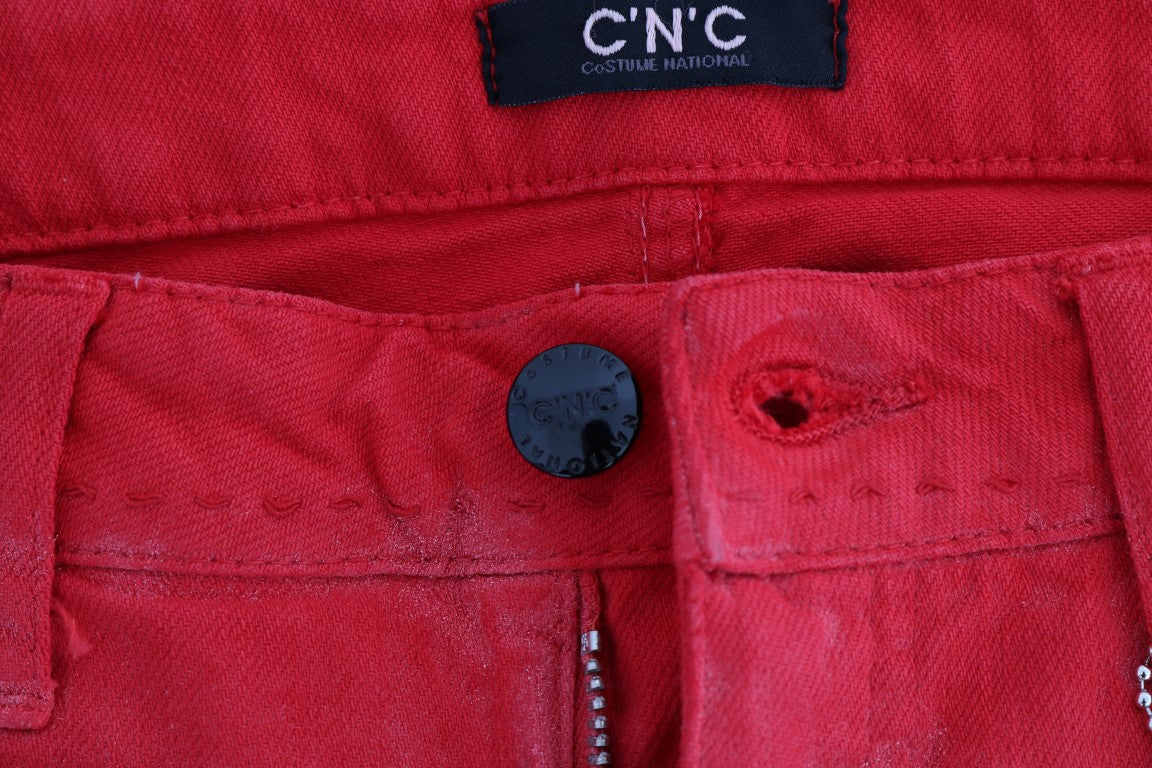 Costume National Red Cotton Stretch Slim Jeans Costume National