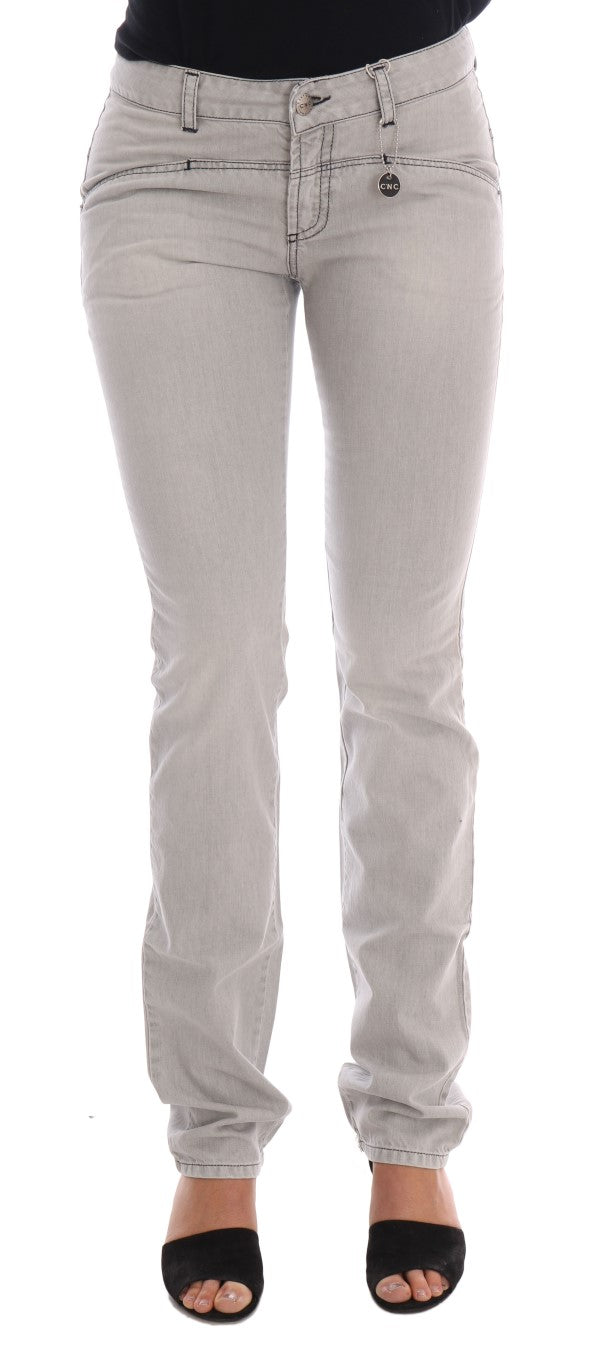 Costume National Gray Wash Cotton Slim Jeans Costume National