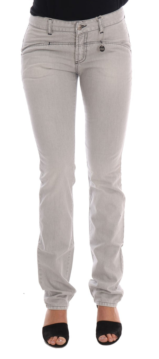 Costume National Gray Wash Cotton Slim Jeans Costume National