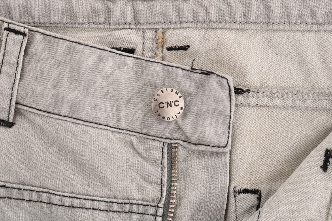 Costume National Gray Wash Cotton Slim Jeans Costume National