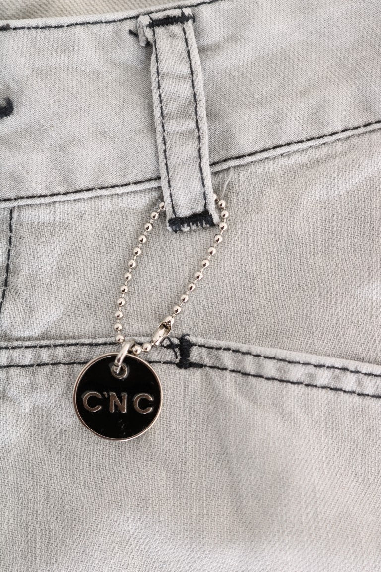 Costume National Gray Wash Cotton Slim Jeans Costume National