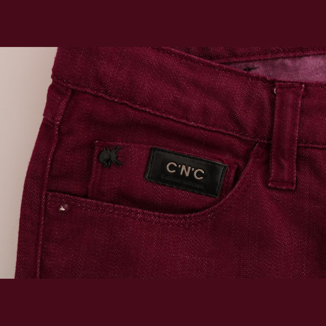 Costume National Red Wash Cotton Stretch Denim Jeans