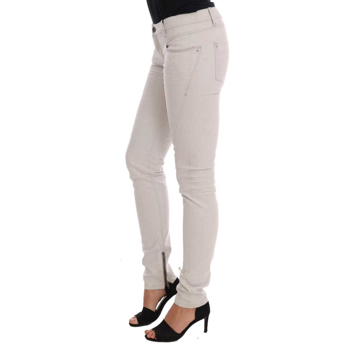 Costume National White Cotton Stretch Slim Jeans