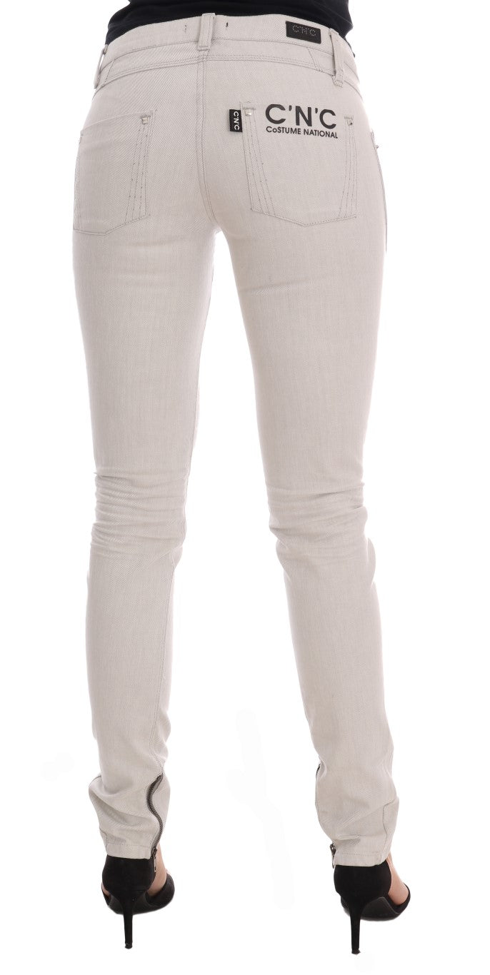 Costume National White Cotton Stretch Slim Jeans Costume National