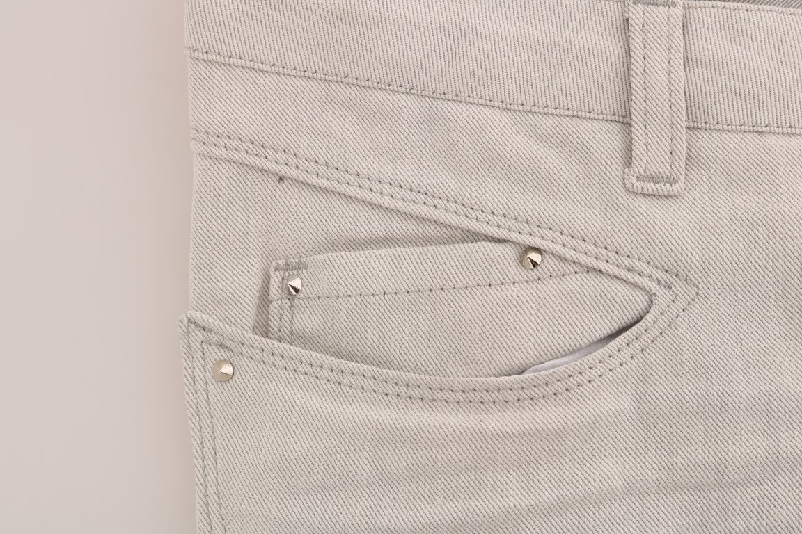 Costume National White Cotton Stretch Slim Jeans Costume National