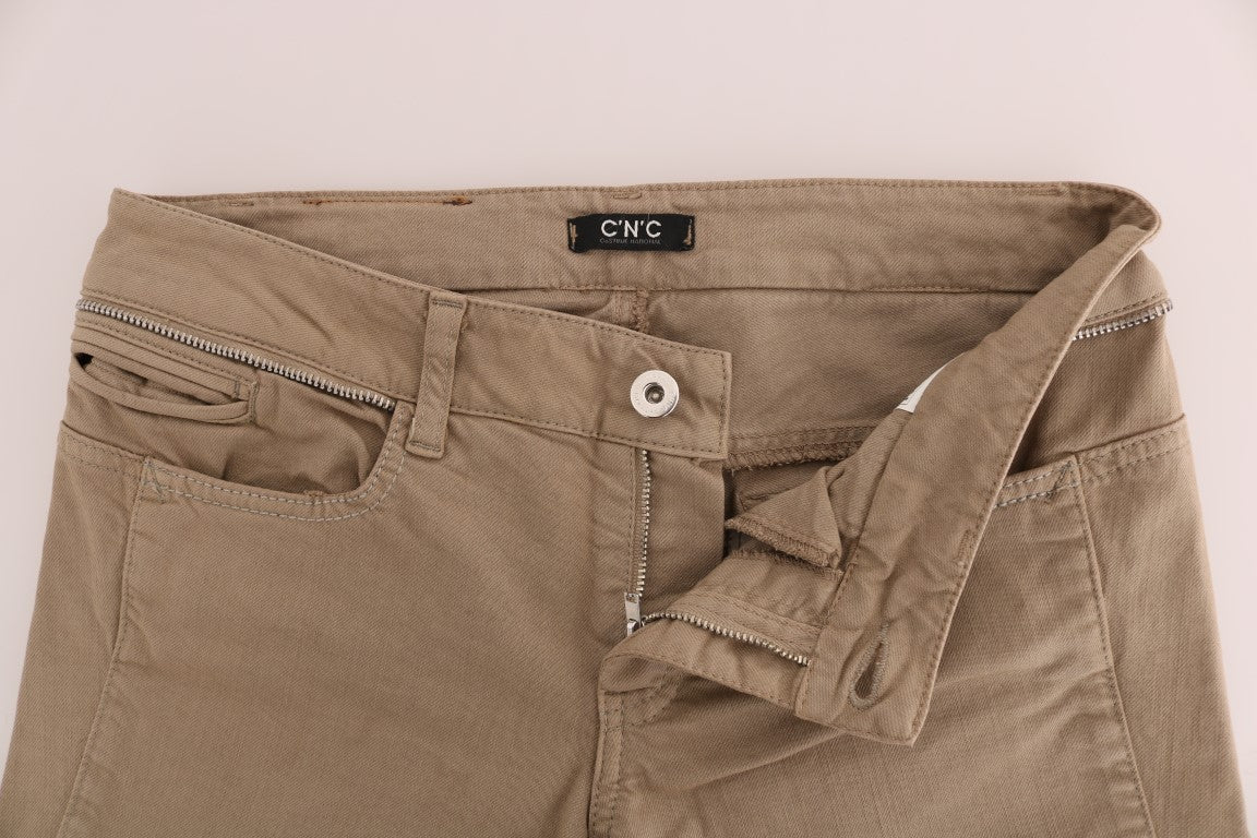 Costume National Beige Cotton Stretch Slim Fit Jeans Costume National