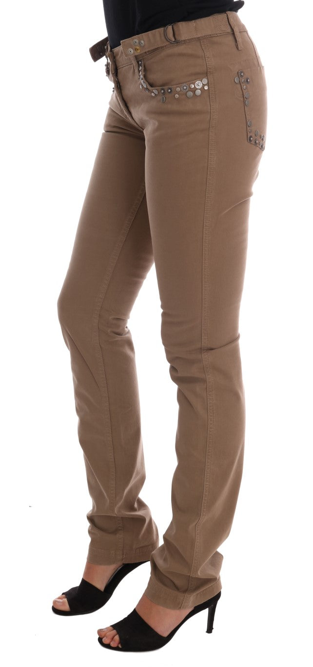 Costume National Beige Cotton Stretch Slim Fit Jeans Costume National