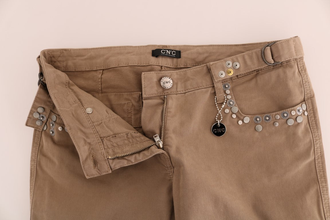Costume National Beige Cotton Stretch Slim Fit Jeans Costume National