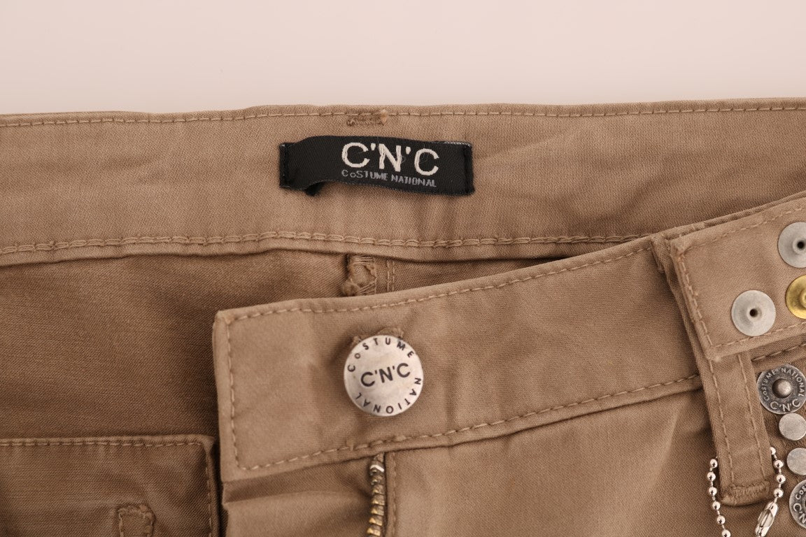Costume National Beige Cotton Stretch Slim Fit Jeans Costume National