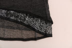 Ermanno Scervino Gray Wool Lace Top Long Sleeved T-shirt