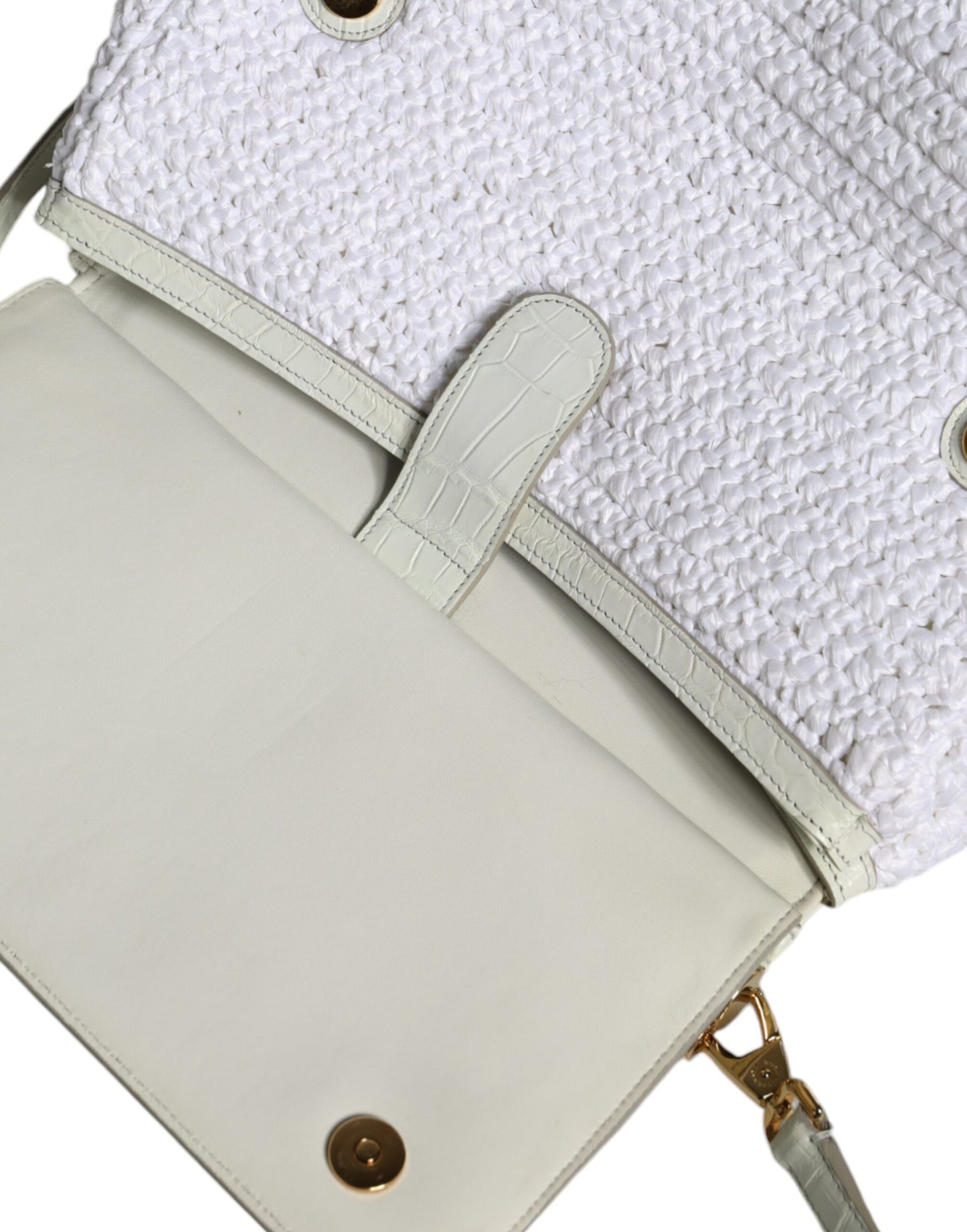 Dolce & Gabbana White Rafia Leather SICILY Crossbody Bag Dolce & Gabbana