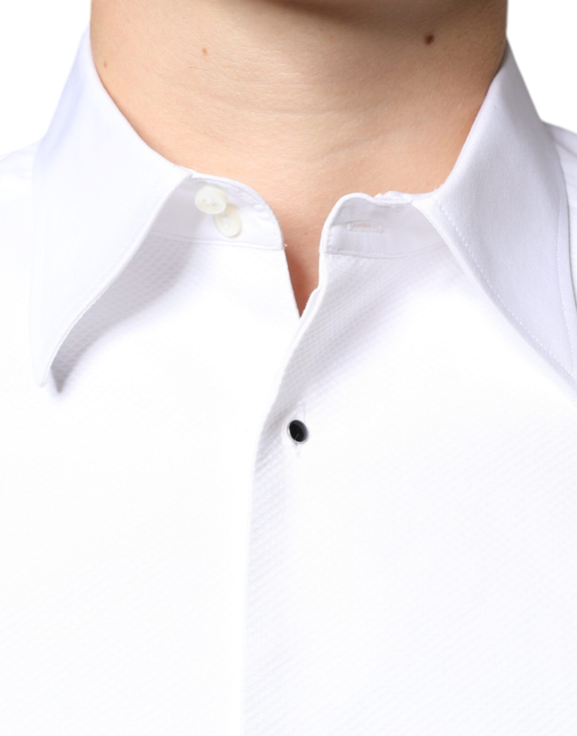 Dolce & Gabbana White Bib Cotton Poplin Formal Dress Shirt Dolce & Gabbana