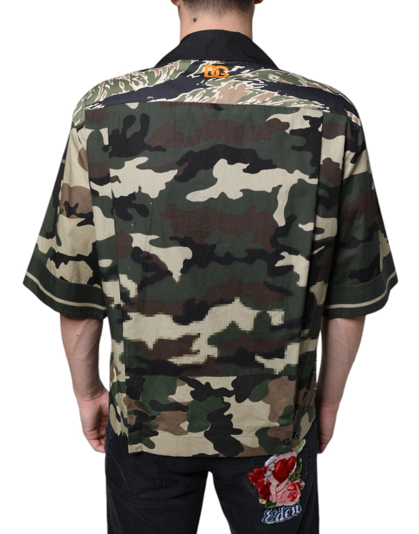Dolce & Gabbana Multicolor Camouflage Button Down Men Casual Shirt Dolce & Gabbana