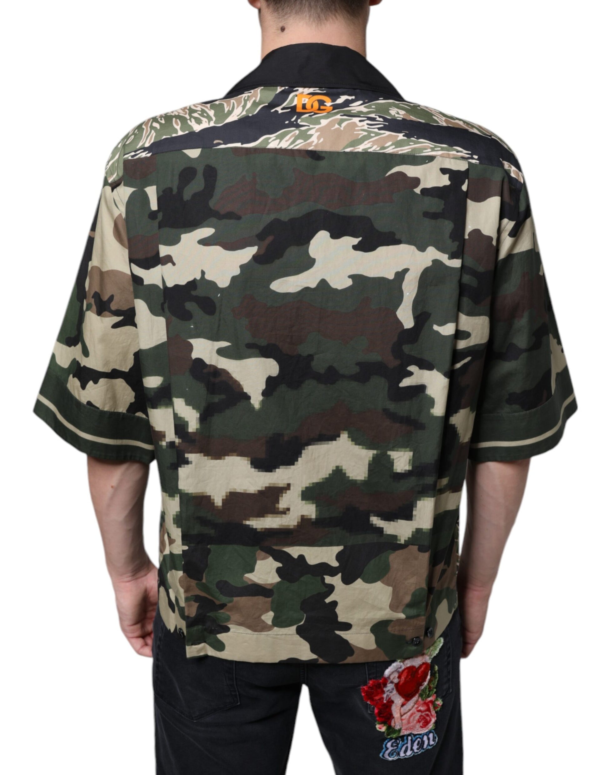 Dolce & Gabbana Multicolor Camouflage Button Down Men Casual Shirt Dolce & Gabbana