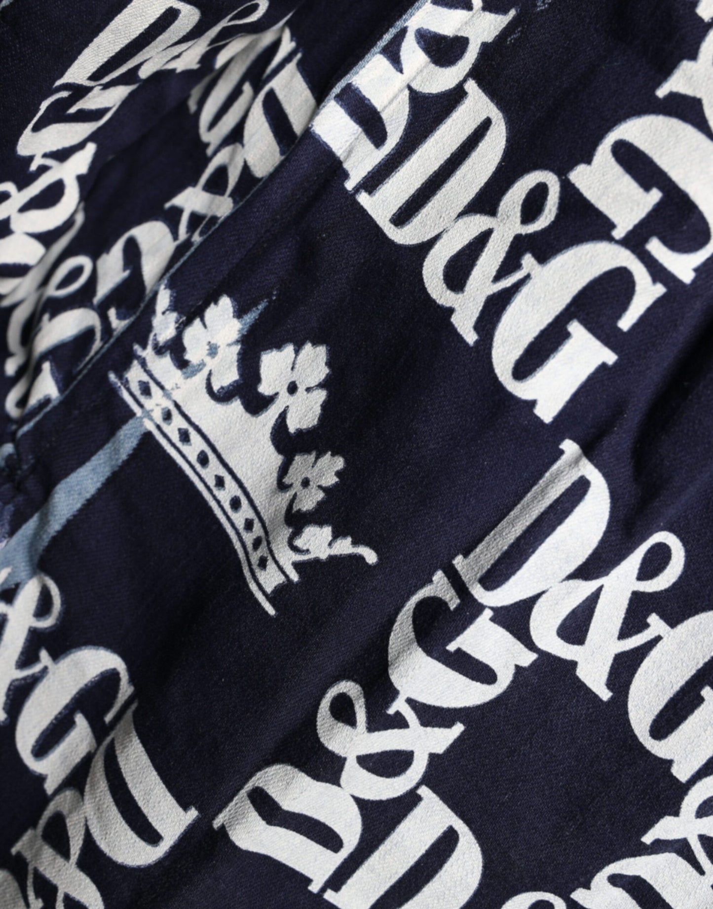 Dolce & Gabbana Blue Crown Logo Print Slim Fit Cotton Shirt Dolce & Gabbana