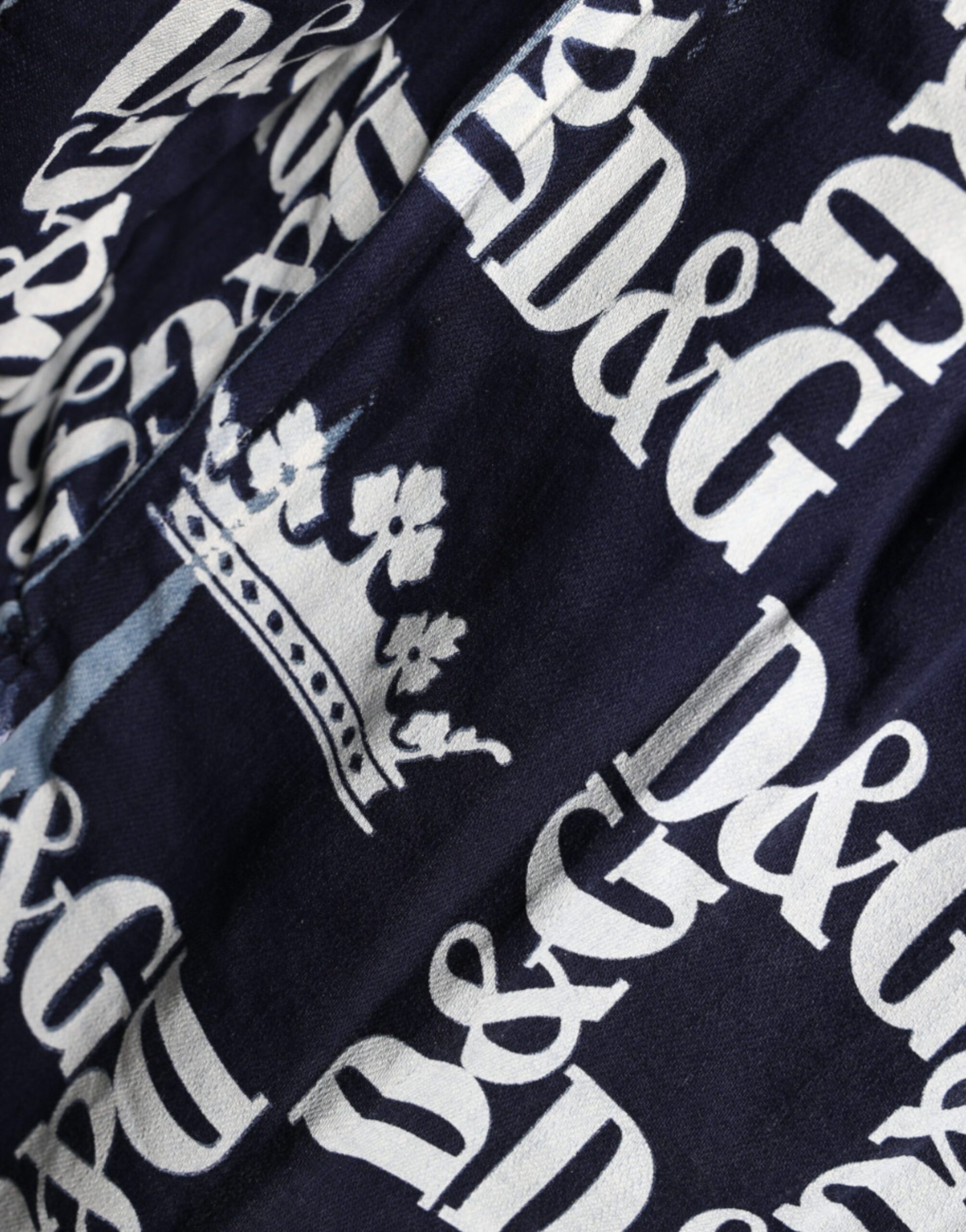 Dolce & Gabbana Blue Crown Logo Print Slim Fit Cotton Shirt Dolce & Gabbana