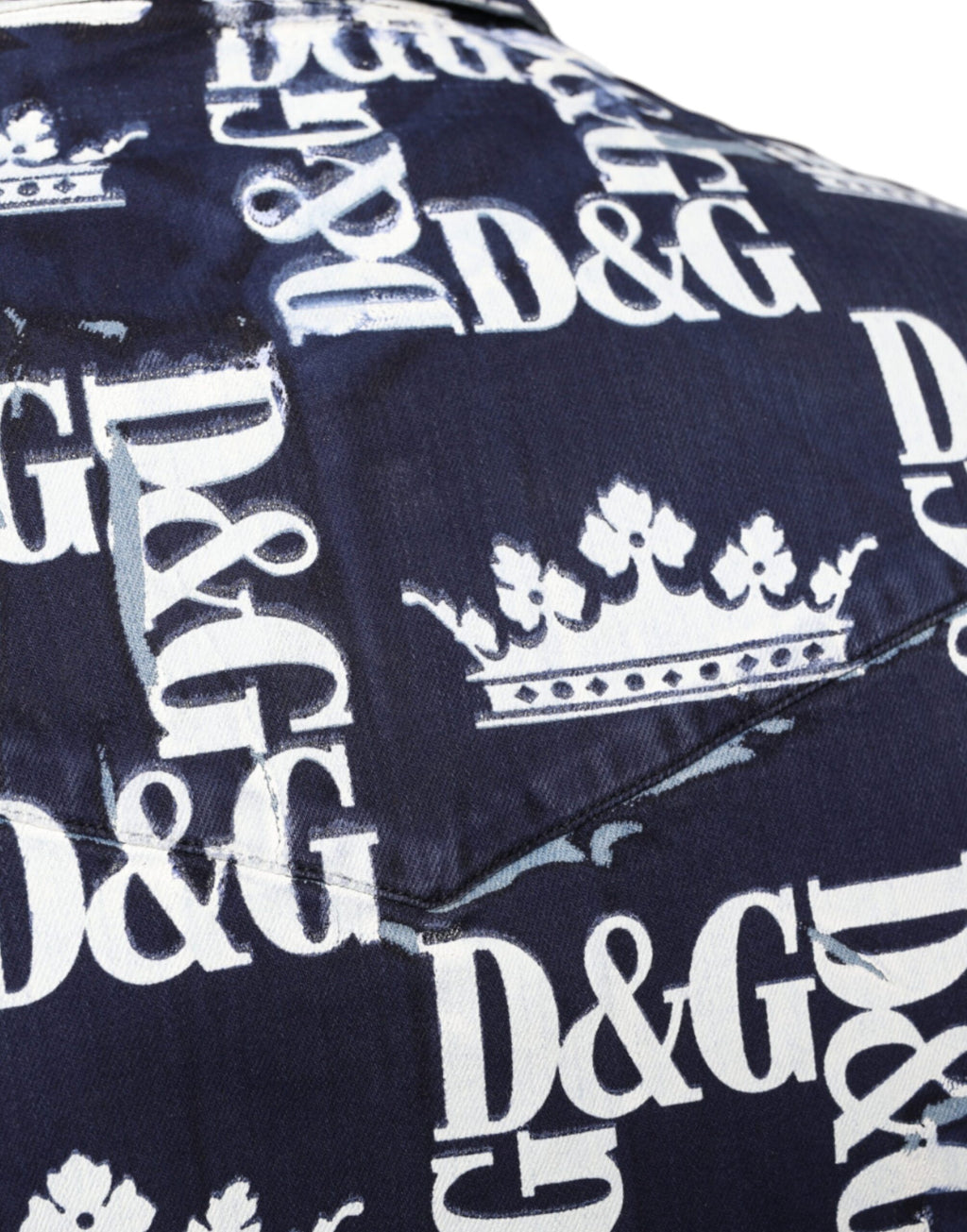 Dolce & Gabbana Blue Crown Logo Print Slim Fit Cotton Shirt - Eljoys Fashion 