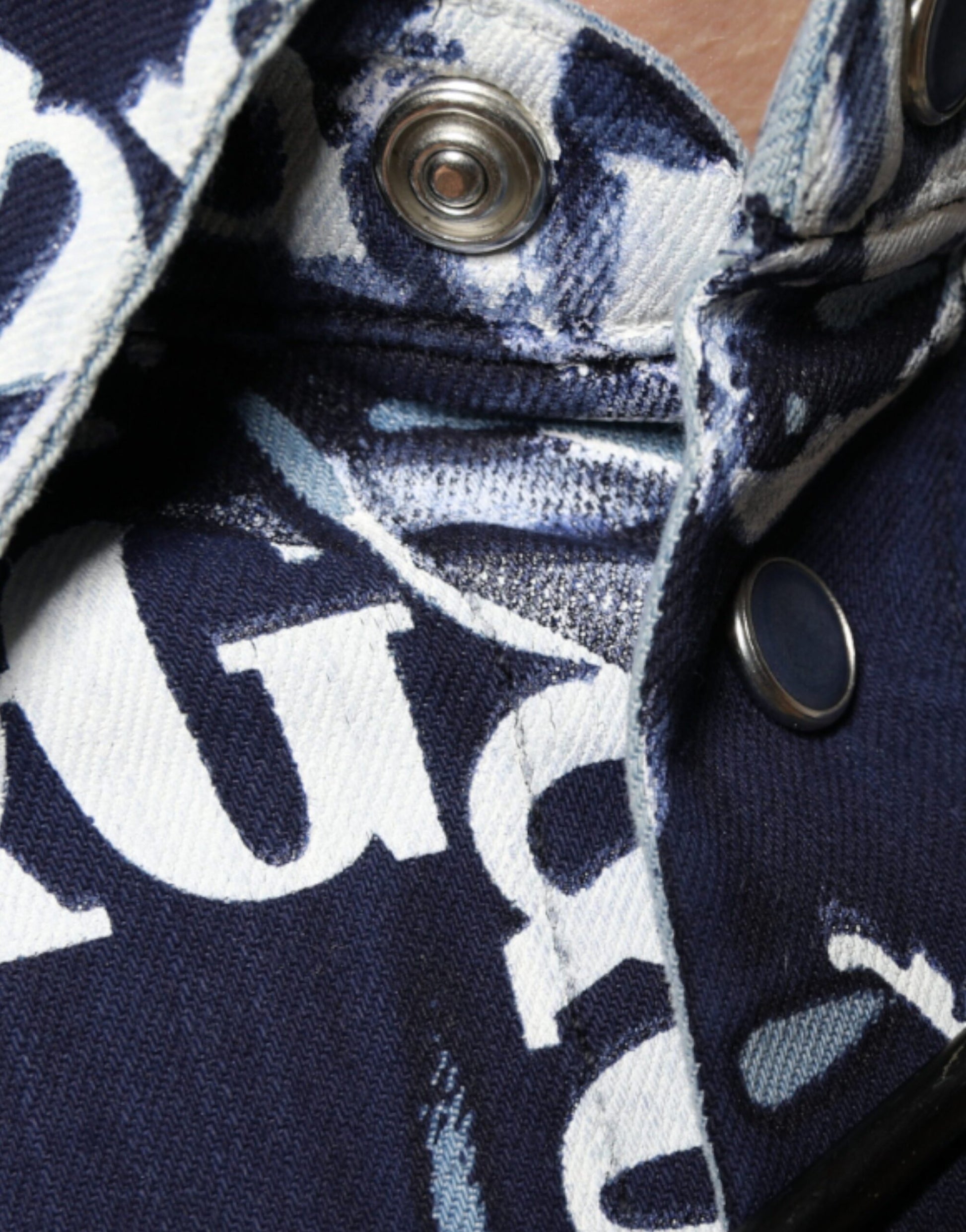 Dolce & Gabbana Blue Crown Logo Print Slim Fit Cotton Shirt Dolce & Gabbana