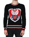 Dolce & Gabbana Black Cashmere Pig of the Year Pullover Sweater - Eljoys Fashion 