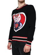 Dolce & Gabbana Black Cashmere Pig of the Year Pullover Sweater - Eljoys Fashion 