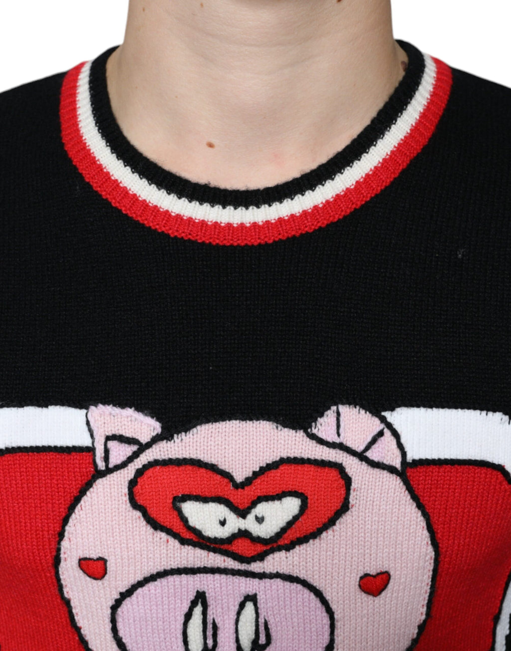 Dolce & Gabbana Black Cashmere Pig of the Year Pullover Sweater - Eljoys Fashion 