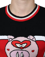Dolce & Gabbana Black Cashmere Pig of the Year Pullover Sweater - Eljoys Fashion 