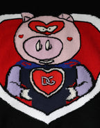 Dolce & Gabbana Black Cashmere Pig of the Year Pullover Sweater - Eljoys Fashion 
