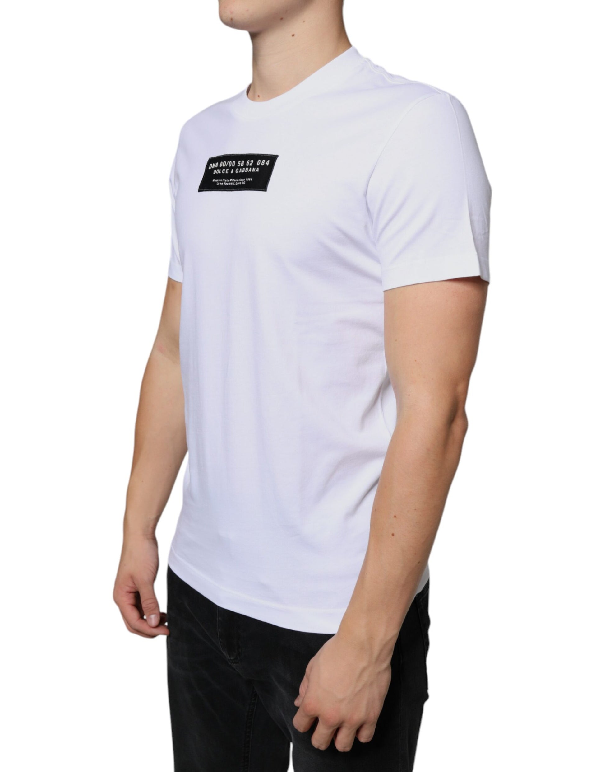 Dolce & Gabbana White Cotton DG Applique Casual T-shirt Dolce & Gabbana